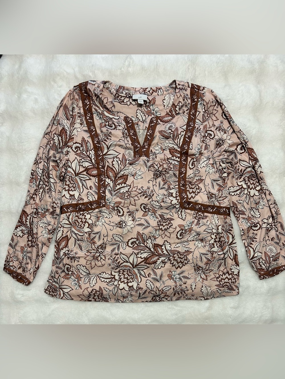 J. Jill Pink and Brown Floral Tunic Top